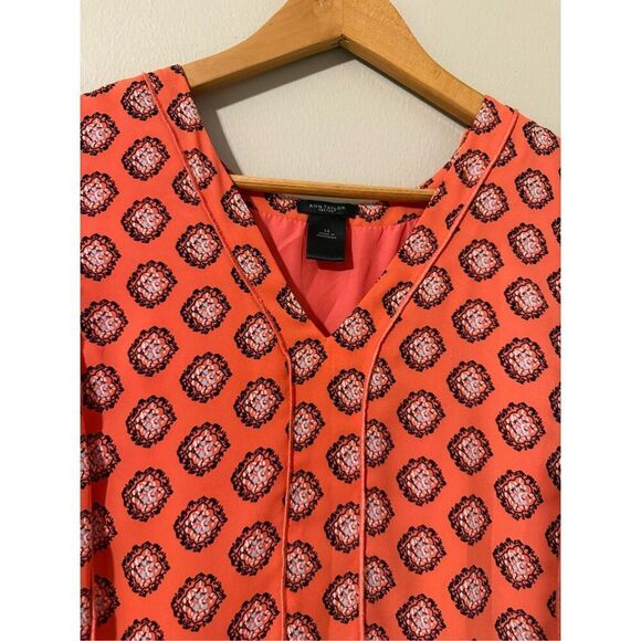 Ann Taylor Size 14 Mandala Print Fit & Flare Dress Coral Sleeveless Summer Boho - Picture 6 of 9